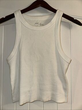 aerie Cream Ribbed Square-Neck Tank